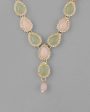 VOJ Gold Plated Nude Pink And Mint Green Stone Studded Jewellery Set With Maang Tikka Online