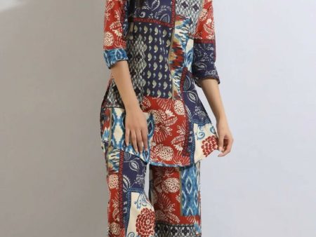 Indian Fashion Women Multicolour Printed Viscose Blend Kurta, Pant Hot on Sale