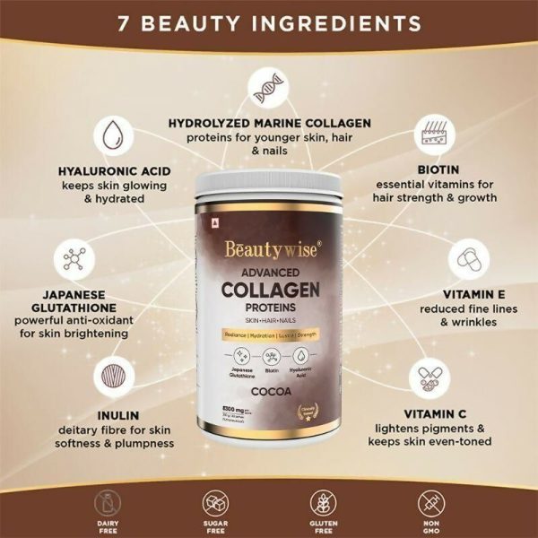 Beautywise Advanced Marine Collagen Anti-Aging Powder - Glutathione, HA & Biotin - Cocoa on Sale