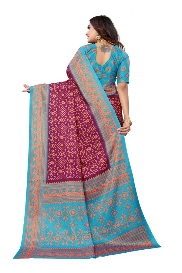 Vamika Purple Printed Art Silk Saree Online Hot Sale