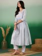 Blue Embroidered Muslin Kurta and Trouser - Berlin Cheap