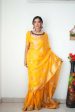 Malishka Cotton Silk Jacquard Ready To Wear Saree With Blouse Piece - Yellow Online now