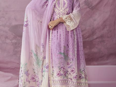 Lilac Pink Muslin Cotton Printed Trendy Salwar Kurta Set - Emponline Fashion