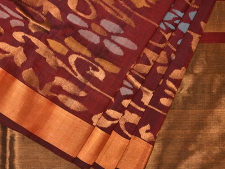 Brown Uppada Silk Handloom Saree with One Side Border Design - Global Threads Fashion