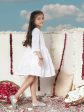 Vastramay Georgette Mirror Work Flare Anarkali Ethnic Dress For Girls - White Fashion