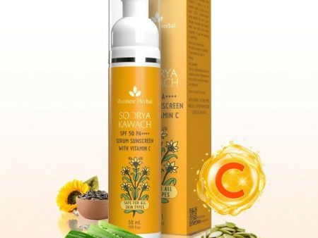 Avimee Herbal Soorya Kawach SPF 50 PA++++ Vitamin C Serum Sunscreen Hot on Sale