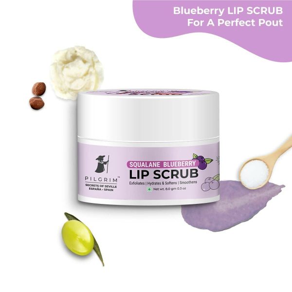 Pilgrim Spanish Lip Scrub (Blueberry) For Dark Lips, Gentle Exfoliation, Hydrated, Smooth & Soft Lips Supply