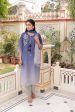 Vaasva Women Blue Tabby Slik Print & Embroidered Kurta, Pant & Dupatta Set Sale