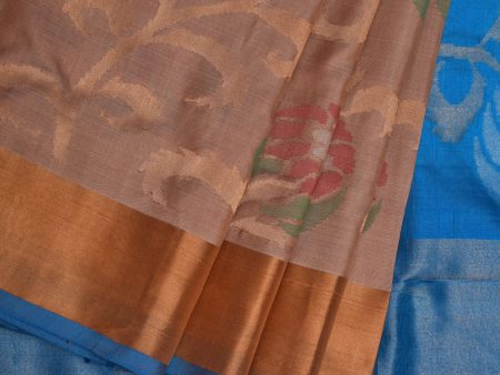 Cream and Blue Uppada Silk Handloom Saree with All Over Design - Global Threads Cheap