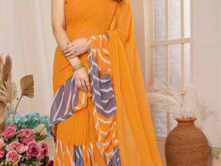 Aafreen Partywear Designer Orange Georgette Fancy Saree Online Sale