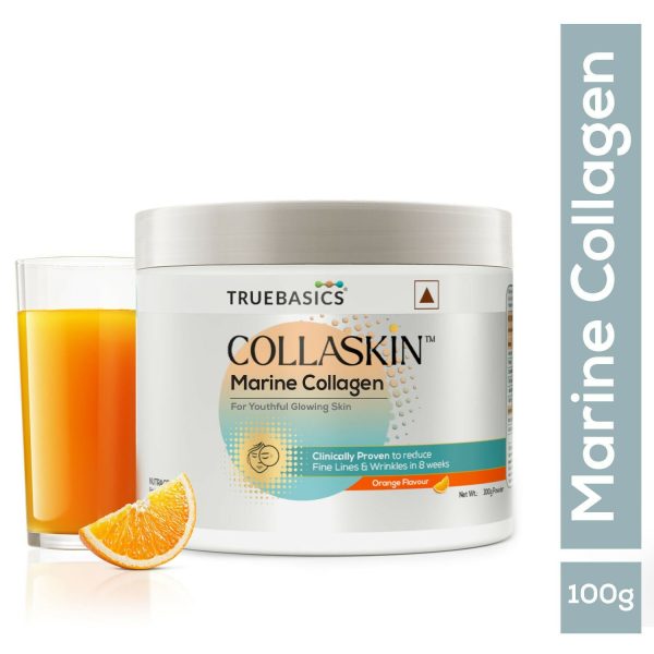 TrueBasics CollaSkin, Marine Collagen Peptides for Youthful Glowing Skin - Orange For Sale