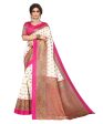 Vamika white & pink Printed Art Silk Saree For Cheap