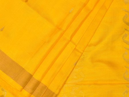 Yellow Uppada Silk Handloom Saree with Karpur Pallu Design - Global Threads Online now