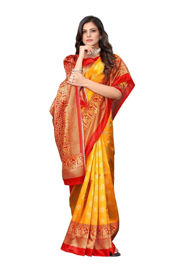 Vamika Yellow Printed Art Silk Saree Online Sale