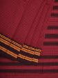 Burgundy Bamboo Cotton Saree with Checks Design - Global Threads on Sale