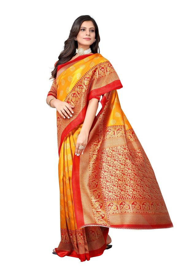 Vamika Yellow Printed Art Silk Saree Online Sale