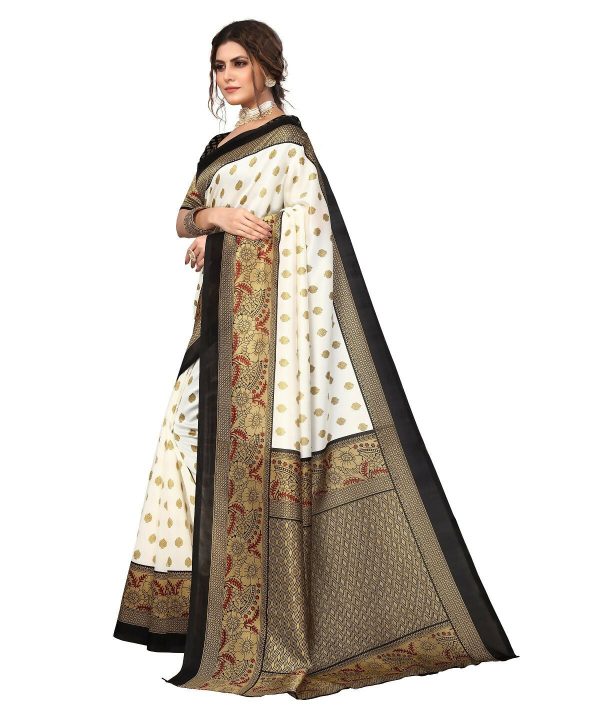 Vamika white & black Printed Art Silk Saree Supply