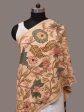 Cream Kalamkari Hand Painted Sico Stole with Tree of Life Design - Global Threads on Sale