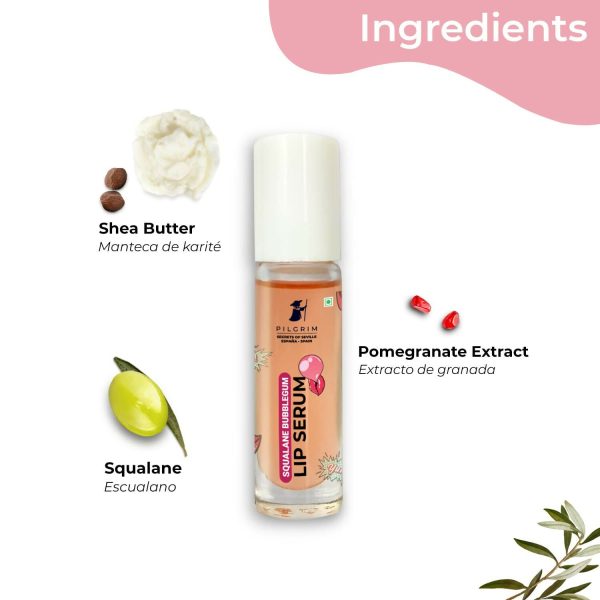 Pilgrim Spanish Lip Serum (Bubblegum) with Roll-on For Visibly Plump Lips, Hydrating Lip Serum For Dark Lips Supply