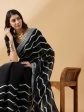 Black Tissue Slub Embroidered Saree with Unstitched Blouse - Vairagi Discount