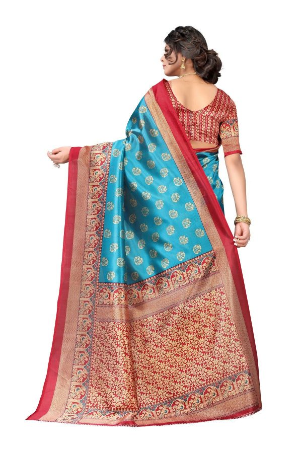 Vamika Sky Blue Printed Art Silk Saree Supply