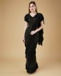 Black Imported Crush Solid Ready to Wear Saree with stitched Blouse - Aayan on Sale