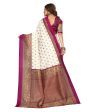 Vamika white & purple Printed Art Silk Saree Sale