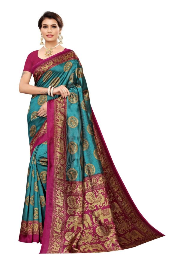 Vamika rama & wine Printed Art Silk Saree Fashion