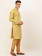 Jompers Men s Yellow Embroidered Kurta Payjama Sets For Sale