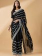 Black Tissue Slub Embroidered Saree with Unstitched Blouse - Vairagi Discount