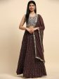 Brown Georgette Embroidered Lehenga choli with Dupatta - Dhara For Cheap