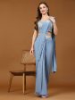 Blue Lycra Solid Ready to wear Saree with stitched Blouse - Vanita Hot on Sale