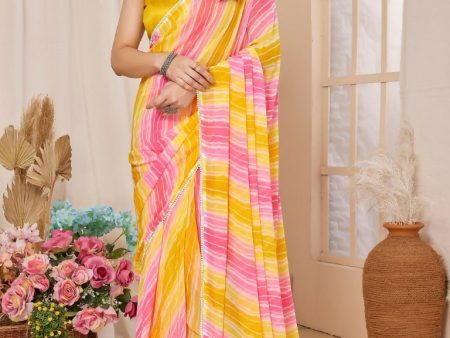 Aafreen Partywear Designer Lemon Georgette Fancy Ready Wear Saree Fashion