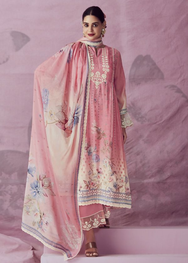 Blush Pink Muslin Cotton Printed Trendy Salwar Kurta Set - Emponline Fashion