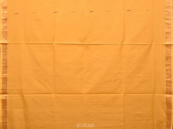 Yellow Khadi Cotton Handloom Saree with Buta and Strip Pallu Design - Global Threads on Sale