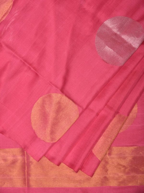 Baby Pink Uppada Silk Handloom Saree with Big Round Body Buta Design - Global Threads Online Hot Sale