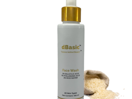 dBasic Salicylic Acid Face Wash with Rice Water For Acne Prone Skin, Cleanses Pores & Excess Oil Supply