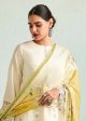 Off White Pure Muslin Resham Embroidered Salwar Suit - Emponline Online Sale