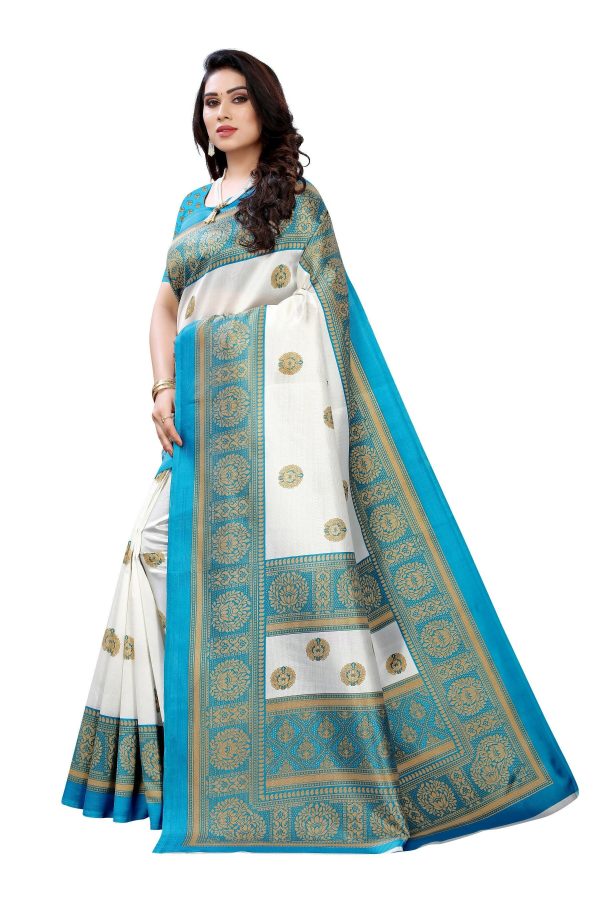 Vamika Rama Green Printed Art Silk Saree For Discount