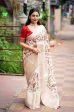 White Jute Silk Ethnic Motifs Saree with Unstitched Blouse - Hiral Fashion Cheap