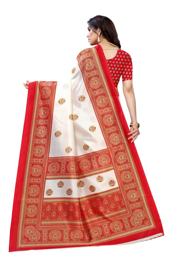 Vamika Red Printed Art Silk Saree For Cheap