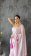 Malishka Georgette Heart Embroidery Ready To Wear Saree With Blouse Piece - Pink Online