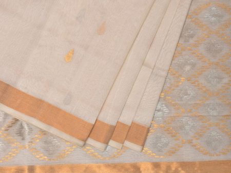 White Uppada Cotton Silk Handloom Saree with Hamsa Pallu Design - Global Threads Online now