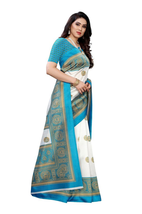 Vamika Rama Green Printed Art Silk Saree For Discount