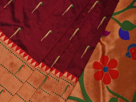 Brown Paithani Silk Handloom Saree with Triple Muniya Border and Pallu Design - Global Threads Discount