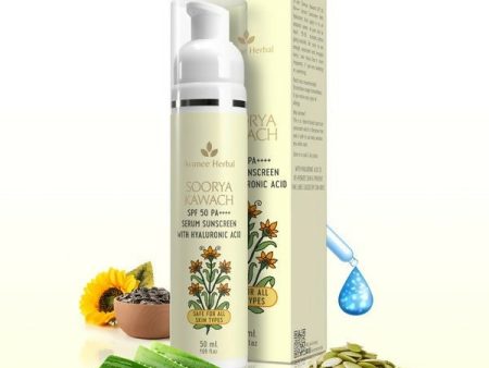 Avimee Herbal Soorya Kawach SPF 50 PA++++ Hyaluronic Acid Serum Sunscreen For Sale