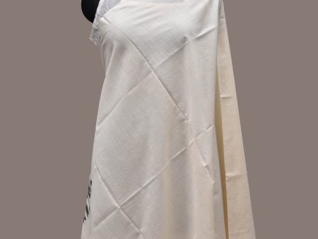 White Khadi Cotton Handloom Dupatta with Dhakai Design - Global Threads Discount