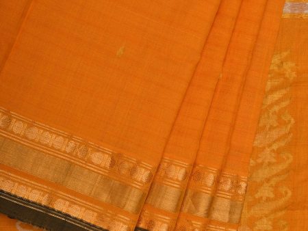 Yellow Uppada Cotton Handloom Saree with Karpur Pallu Design - Global Threads For Discount