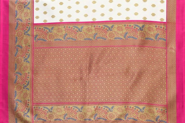 Vamika white & pink Printed Art Silk Saree For Cheap