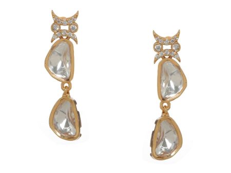 Ambi Diamond and Gold Earrings (Gold) - Ruby Raang For Cheap